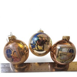 Vintage Nativity Glass Christmas Ornaments Lot of 3 Camel Mary Manger